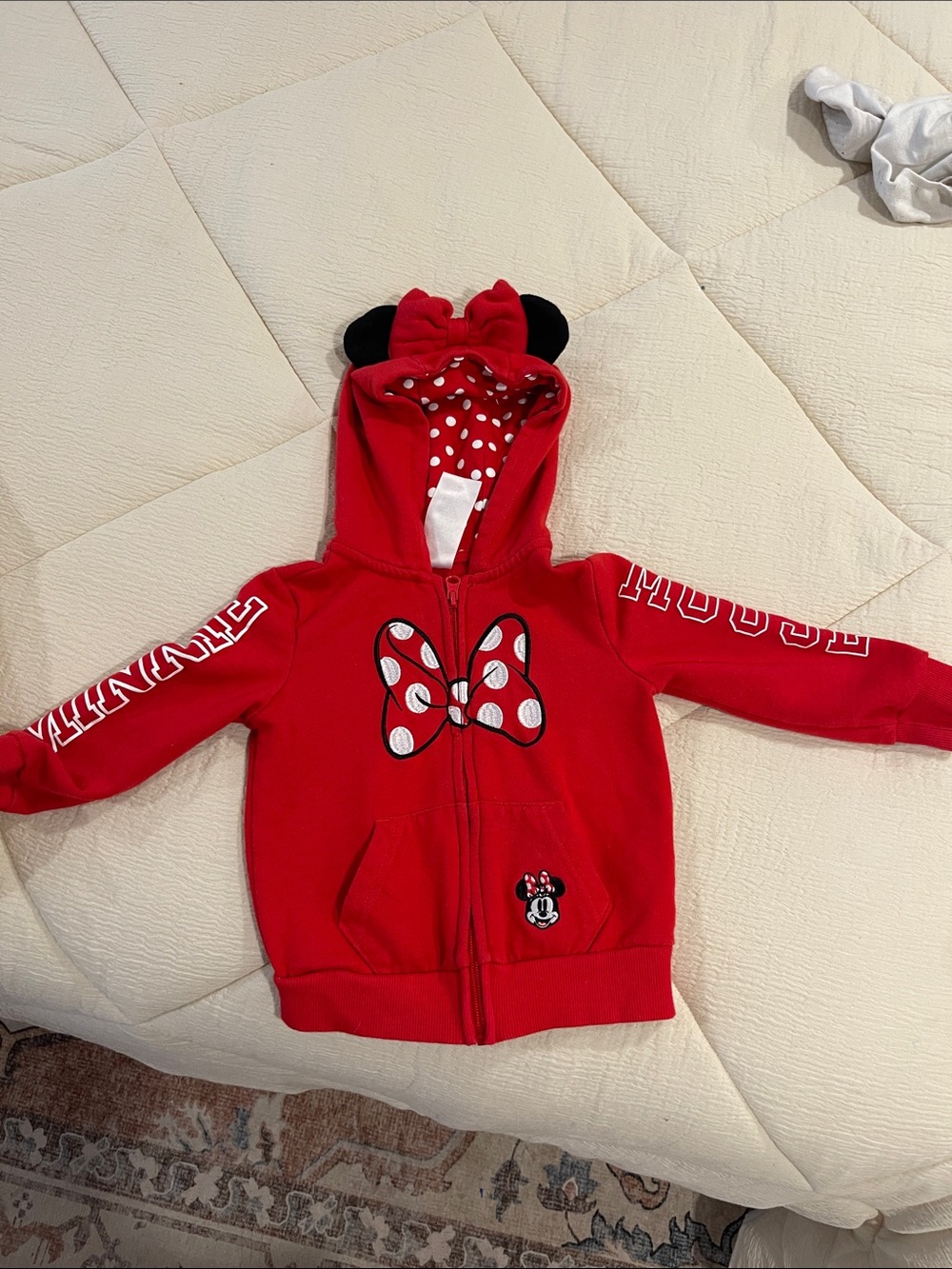 Disney Red Minnie Mouse Hoodie with Polka Dot Bow and Ears